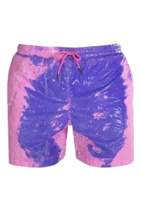 Pantaloni scurti de baie tip sort, barbati, roz, cameleon, uscare rapida