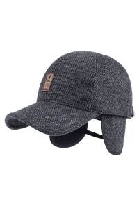 Sapca de barbati, cozoroc curbat, protectie pentru urechi, reglabila, model urban, tematica business style, marime universala, neagra