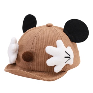Sapca pentru copii, accesorizata cu elemente haioase, cozoroc curbat, model vesel, tematica little mouse, 3 luni – 3 ani, maro inchis