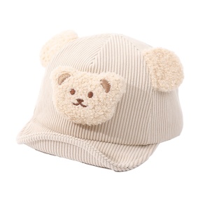 Sapca pentru copii, model haios cu cozoroc si ursulet, tematica baseball bear, 0 – 1 ani, bej