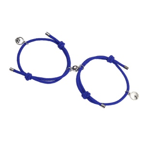Set bratari cuplu cu magnet, tip sfoara, albastru marin, 2 buc