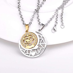 Set lant cuplu, soare si luna, inscriptie I love you, unisex - Img 4