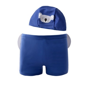 Set pantaloni de baie pentru baieti cu casca asortata, tematica lumea animalelor vesele, model koala cu urechi, albastru inchis - Img 2