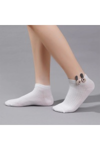 Soseste dama, model scurt accesorizat cu ochisori si urechiuse, tematica I see you, marime 38 – 42, albe - Img 2