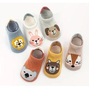 Sosete copii, set de 6 perechi, talpa antiderapanta, model haios cu imprimeu animalute simpatice, tematica cute babyluni, multicolor - Img 3
