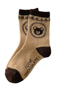 Sosete dama, model calduros cu ursuleti, tematica cozy bear, marime 38 – 42, maro deschis
