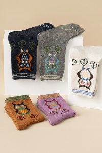 Sosete dama, set 5 perechi, model calduros, imprimeu cu bufnite prietenoase, tematica I love owls, marime 38 – 42, multicolore - Img 3