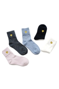 Sosete dama, set 5 perechi, model calduros si vesel cu inimioara, tematica I love you, marime 38 – 42, multicolore