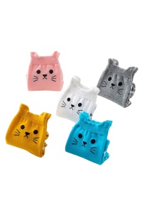 Sosete dama, set 5 perechi, model simpatic cu botic si pernute de pisica, tematica I love cats, marime 38 – 42, multicolore