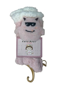 Sosete unisex, calduroase, moi si fine, model cu mostruleti, tematica crazy world, marime universala, roz