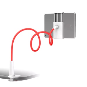 Suport flexibil pentru telefon, model 360 grade, alb cu rosu
