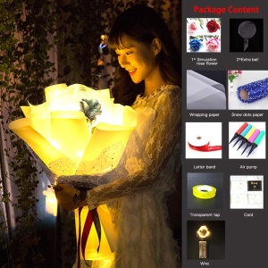 Trandafir in balon cu lumini din LED cu voal alb, baterii incluse, RRI - Img 3