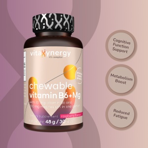 VITAXYNERGY Chewable Vitamin B6 + Mg - 30 Tablete Supliment Nutritiv pentru Stres, Anxietate, Insomnie, Carente de Magneziu si B6 Aprobat de Ministerul Sanatatii Certificat FDA, GMP, Halal - Img 4
