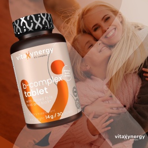 VITAXYNERGY VITAMIN B-COMPLEX 30 tablete - Energie, Vitalitate si Sanatatea Sistemului Nervos, Aprobat de Ministerul Sanatatii, Certificat FDA, GMP, Halal - Img 3