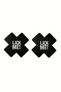 Accesorii autoadezive pentru sani, set 2 piese, model opac, tematica sexy lick me, negru deschis