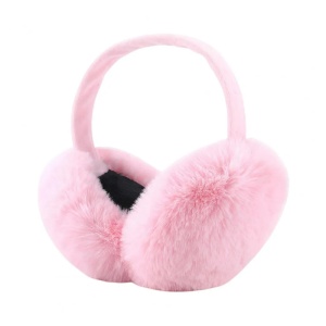 Acoperitori pentru urechi, protectie impotriva frigului, model casti dama clasice, calduroase si pufoase, pliabile, tematica fluffy winter, marime universala, roz deschis