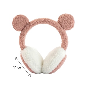 Acoperitori pentru urechi, protectie impotriva frigului, model casti dama pufoase cu urechiuse de ursulet, tematica funny winter, marime universala, roz - Img 4