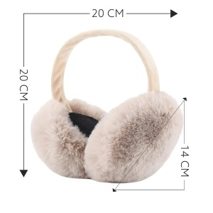 Acoperitori pentru urechi, protectie impotriva frigului, model casti dama clasice, calduroase si pufoase, pliabile, tematica fluffy winter, marime universala, maro deschis - Img 4