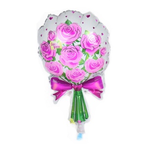 Balon buchet de trandafiri roz, mesaj „ I love you“, 65 cm