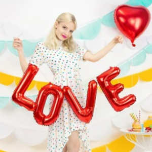 Balon iubire, decor „Love“, 101 cm, rosu - Img 4