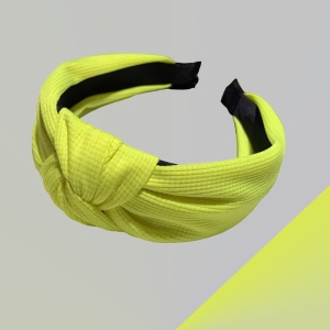 Bentita pentru par cu nod, model elegant happy, cu culori vibrante, marime universala, verde neon - Img 2