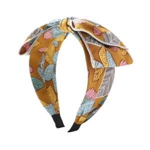Bentita pentru par, model cu funda ampla, imprimeu delicat, tematica chic style, marime universala, maro