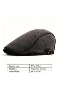 Bereta barbati, cozoroc curbat acoperit, prindere reglabila, model cool calduros, tematica modern classic style, marime universala, gri inchis - Img 3