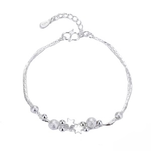 Bratara dama argint 925, model galaxie, dublat, accesorii bilute si stelute, reglabila