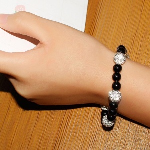 Bratara dama, model deosebit, accesorii multiple, reglabila, tematica eleganta, neagra - Img 3