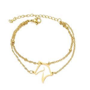 Bratara dama, model dublat cu accesorii bilute, tematica horse life, pandantiv calut majestic, reglabila, aurie