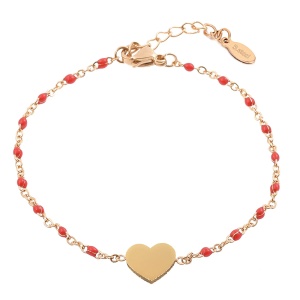 Bratara dama, model fashion delicat cu inimioara, tematica my heart is yours, reglabila, rosie