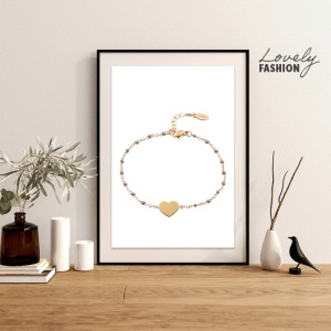 Bratara dama, model fashion delicat cu inimioara, tematica my heart is yours, reglabila, gri - Img 2