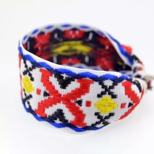 Bratara dama, motive traditionale, reglabila, rosie - Img 2