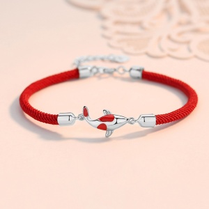 Bratara dama, sfoara, reglabila, model creativ, accesoriu peste koi norocos, rosie - Img 4