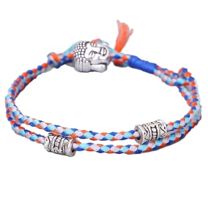 Bratara, model prietenie impletitura, cu accesorii argintii, albastra, unisex