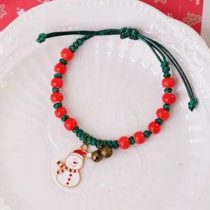 Bratara reglabila, tematica de Craciun, model accesorizat cu om de zapada, tematica happy winter, unisex, alb - Img 2