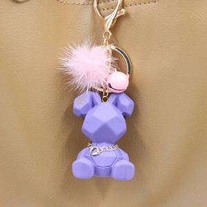 Breloc, model cu iepuras fashion, accesorii cute si zgomotoase, prindere sigura cu inel si carlig, tematica happy life rabbit, unisex, mov - Img 3