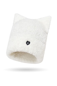 Caciula dama, model calduros cu urechiuse de pisica, accesorizata cu detaliu chic, tematica classy cat, marime universala, alba - Img 4