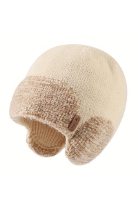Caciula dama, model minimalist cu protectie pentru urechi, calduroasa, tematica clasic warm style, marime universala, bej - Img 3