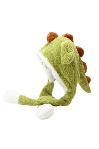 Caciula pentru adulti, model moale si calduros cu dinozaur, tematica jurasic world, unisex, verde