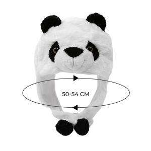 Caciula pentru copii, calduroasa, model ursulet panda hazliu, urechi lungi, tematica I’m a fancy little bear, 3 – 12 ani, alba cu negru - Img 4