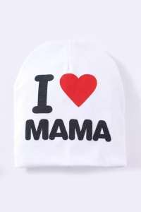 Caciula pentru copii, model “I love mama”, calduroasa si cool, alba, marime universala - Img 2