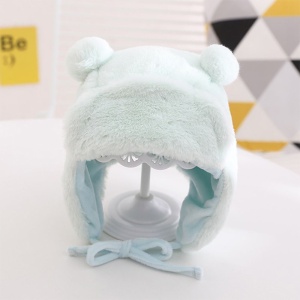 Caciula pentru copii, model cu urechiuse si prindere reglabila, usor elastica la spate, tematica I’m a fluffy bear, 3 – 6 ani, albastru deschis - Img 2