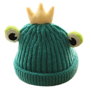 Caciula pentru copii, model moale cu ochisori de broscoi simpatic si coroana, tematica frog prince, 1 – 6 ani, verde - Img 3