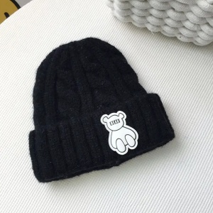 Caciula pentru copii, model moale si calduroasa, tematica happy bear world, 3 – 10 ani, neagra - Img 2
