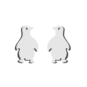 Cercei dama adopt a penguin, tematica happy feet, model pinguini simpatici, argintii