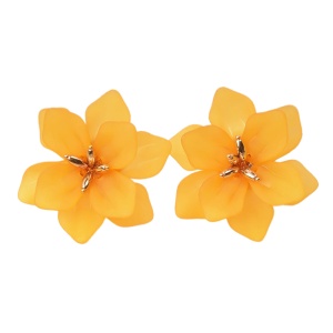 Cercei dama, model delicat cu floricele radiante, tematica summer love, galbeni