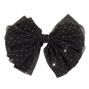 Clama de par, accesorizata cu funda ampla, model cu sclipici, tematica party mood, neagra