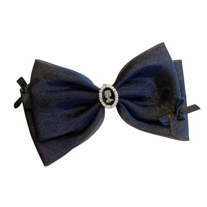 Clama de par, model vintage, accesorizata cu funda eleganta si detaliu retro, neagra