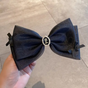 Clama de par, model vintage, accesorizata cu funda eleganta si detaliu retro, neagra - Img 3